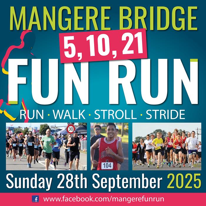 Mangere Bridge 5 - 10 - 21 FUN Run 2025 logo
